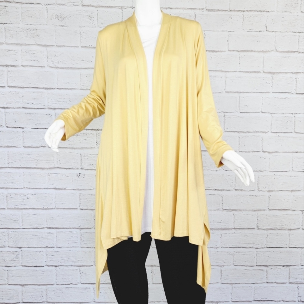 Comfy USA Yellow Modal Open Front Cardigan Jacket Size:L